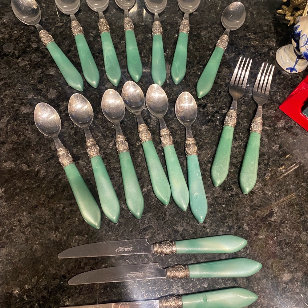 Pioneer Woman 18 Pieces Pioneer Woman Green Cowgirl Lace Flatware  fork/spoon/kn